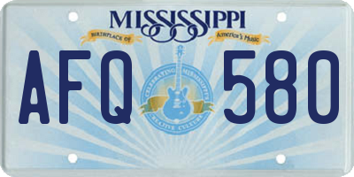 MS license plate AFQ580