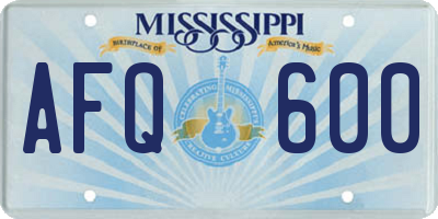 MS license plate AFQ600