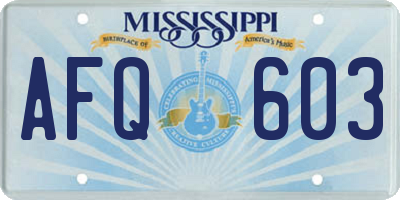MS license plate AFQ603