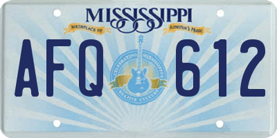 MS license plate AFQ612
