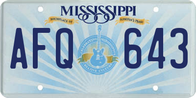 MS license plate AFQ643