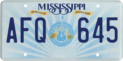 MS license plate AFQ645