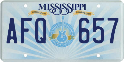 MS license plate AFQ657