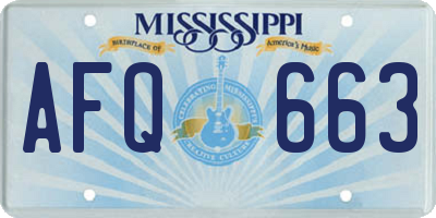 MS license plate AFQ663