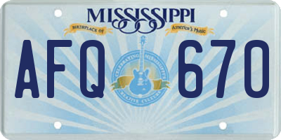 MS license plate AFQ670