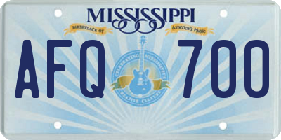 MS license plate AFQ700