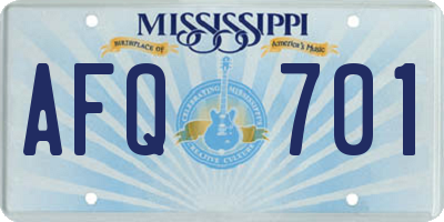MS license plate AFQ701