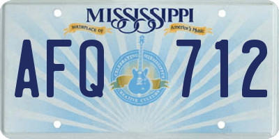 MS license plate AFQ712