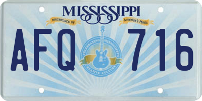 MS license plate AFQ716
