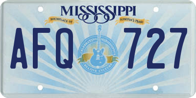 MS license plate AFQ727