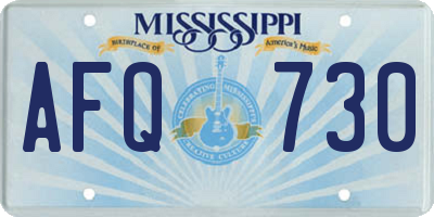 MS license plate AFQ730