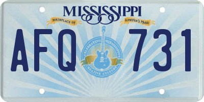 MS license plate AFQ731