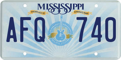 MS license plate AFQ740