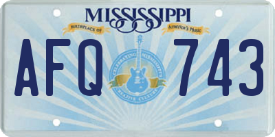 MS license plate AFQ743