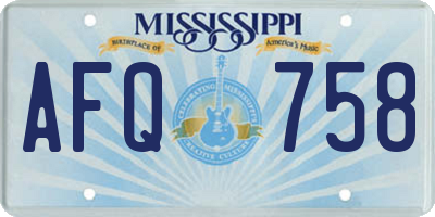MS license plate AFQ758