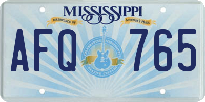 MS license plate AFQ765