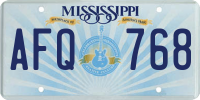 MS license plate AFQ768