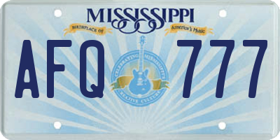 MS license plate AFQ777