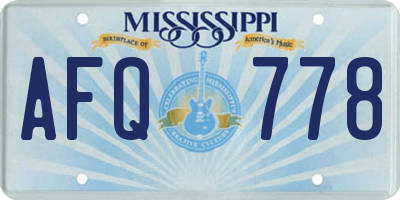MS license plate AFQ778