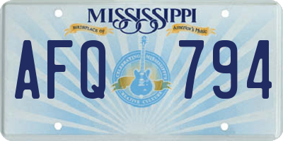 MS license plate AFQ794