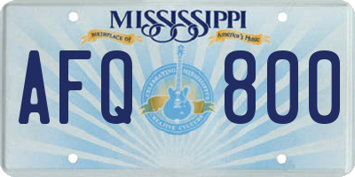 MS license plate AFQ800