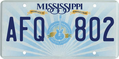 MS license plate AFQ802