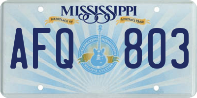 MS license plate AFQ803