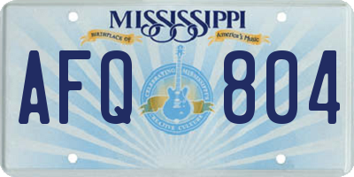 MS license plate AFQ804