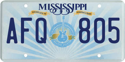 MS license plate AFQ805