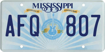 MS license plate AFQ807