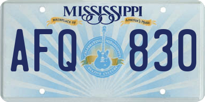 MS license plate AFQ830
