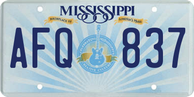 MS license plate AFQ837