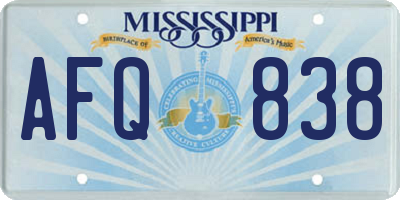 MS license plate AFQ838