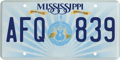 MS license plate AFQ839