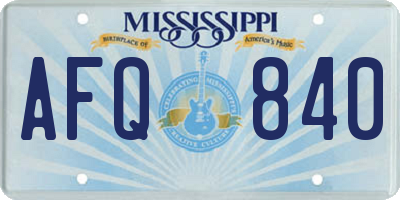 MS license plate AFQ840