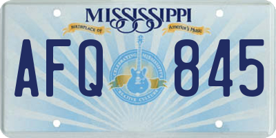 MS license plate AFQ845