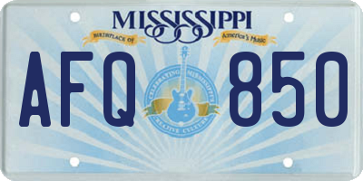 MS license plate AFQ850