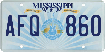 MS license plate AFQ860