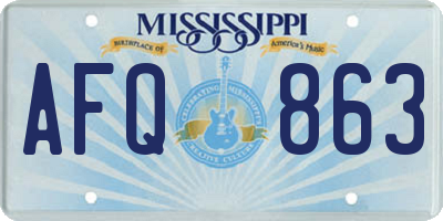 MS license plate AFQ863