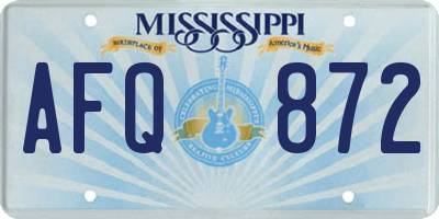 MS license plate AFQ872