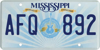 MS license plate AFQ892
