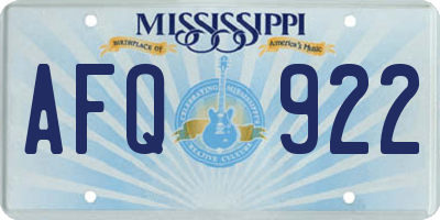 MS license plate AFQ922