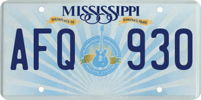 MS license plate AFQ930