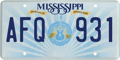 MS license plate AFQ931