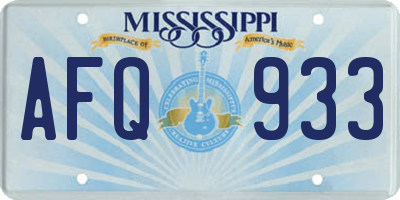MS license plate AFQ933