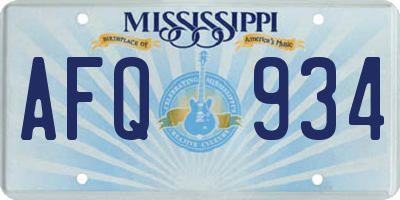 MS license plate AFQ934