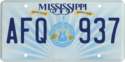 MS license plate AFQ937