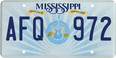 MS license plate AFQ972