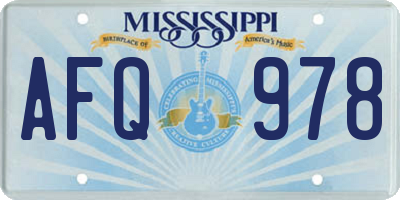 MS license plate AFQ978