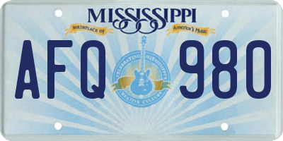 MS license plate AFQ980